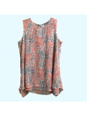 Fever Tank Blouse Women's Size S Double Layer Shirt Top Floral Orange